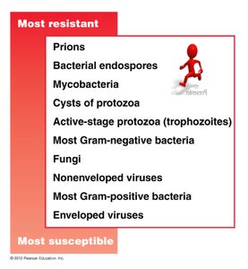 Hierarchy of microbial resistance to control methods