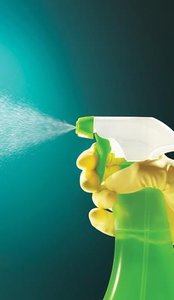 Spraying disinfectant