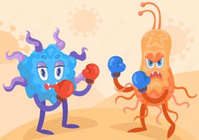 Cartoon of probiotics bottle