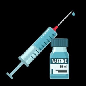 Syringe and vaccine vial, representing vaccination as a form of adaptive immunity