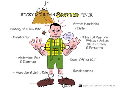 Rocky Mountain Spotted Fever symptoms cartoon