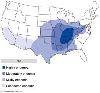 Endemic regions of histoplasmosis in the US