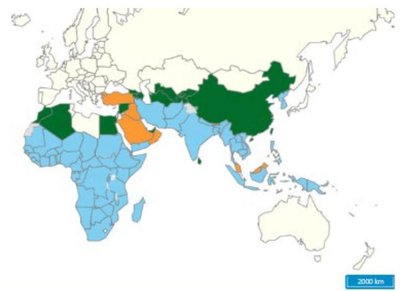 Global malaria distribution map