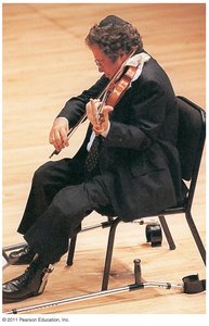 Violinist with visible effects of polio