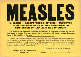 Measles quarantine placard