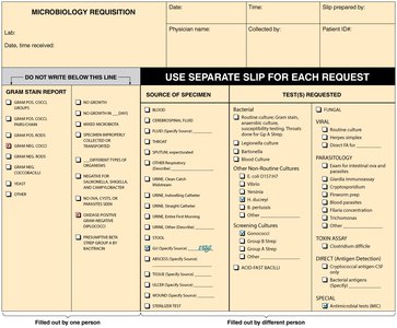 Clinical microbiology lab requisition form