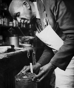 George Washington Carver working with plants