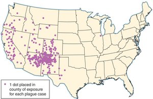 Map of plague cases in the USA