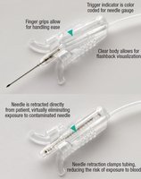 Needle retraction safety device