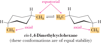 Chair conformations of cis-1,4-dimethylcyclohexane