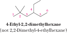 4-Ethyl-2,2-dimethylhexane structure and numbering