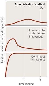Effect of administration route on blood drug levels