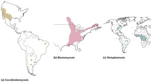 Map of endemic fungal diseases in North America
