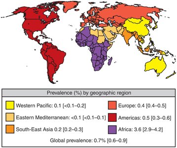Global HIV prevalence map