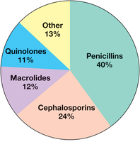 Distribution of antibiotic classes