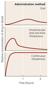 Effect of route of administration on blood levels