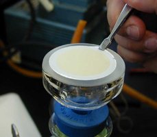 Placing membrane filter on culture medium