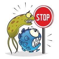 Bacteriostasis cartoon (inhibition of microbes)