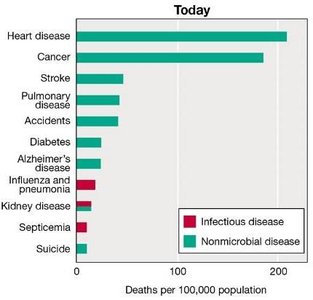 Death rates from infectious and noninfectious diseases today