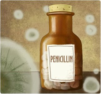 Penicillin bottle illustration
