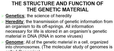 Definitions of genetics, heredity, and genome