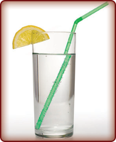 Example of refraction with a straw in a glass of water