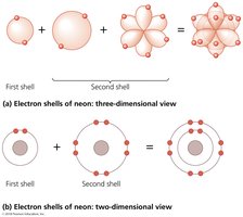 Electron shells of neon