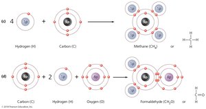 Four molecules formed by covalent bonds