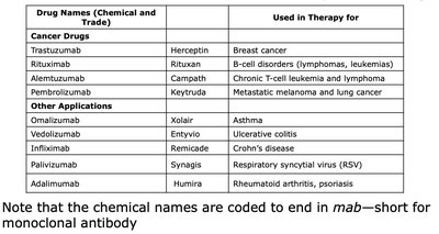 Monoclonal antibody drug applications