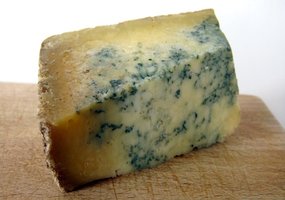 Blue cheese showing microbial growth