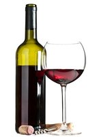 Wine bottle and glass, representing fermentation by microbes