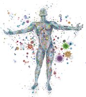 Artistic representation of the human microbiome