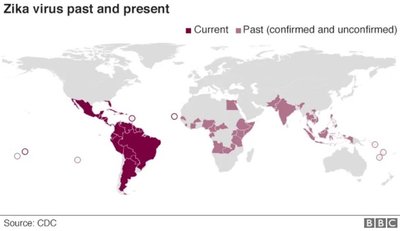 Map of Zika virus distribution