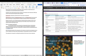 Table of microbial classification methods