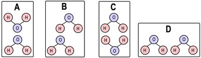 Water molecule interactions via hydrogen bonds
