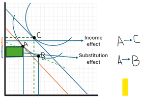 Graph showing income and substitution effects