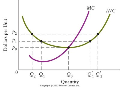 Shut-down price for a competitive firm