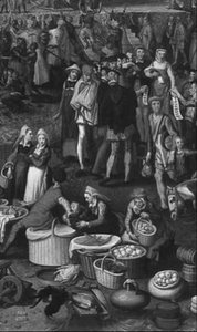 Historical marketplace scene