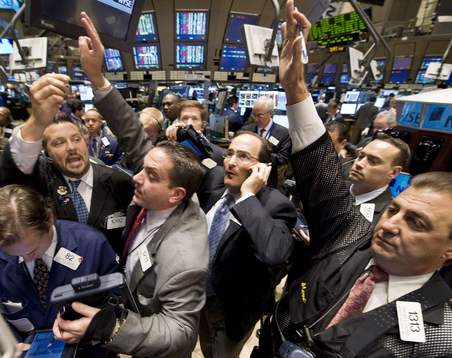 Open outcry at a stock exchange