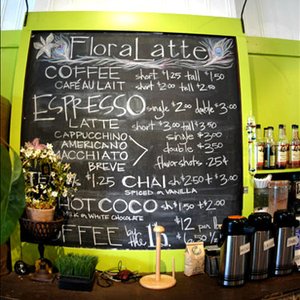 Coffee shop menu with posted prices