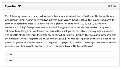 Integer game Nash equilibrium question