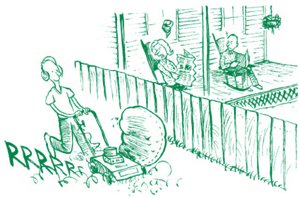 Lawn mower causing noise externality