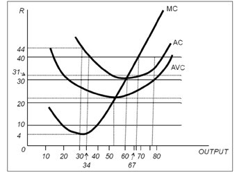 Short-run cost curves: MC, AC, AVC