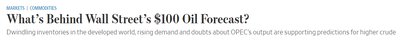 Wall Street oil forecast headline