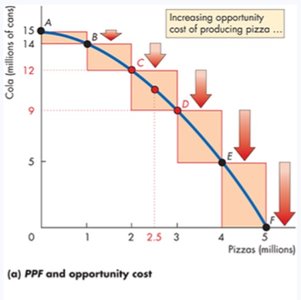 PPF and opportunity cost graph