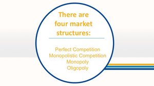 Four market structures: Perfect Competition, Monopolistic Competition, Monopoly, Oligopoly