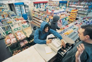 Robbery in a store illustrating economic decision-making in crime