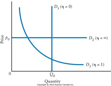 Three demand curves with constant elasticity