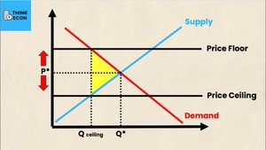 Graph showing supply and demand with price floor and price ceiling