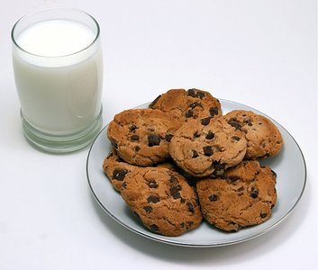 Plate of cookies and glass of milk